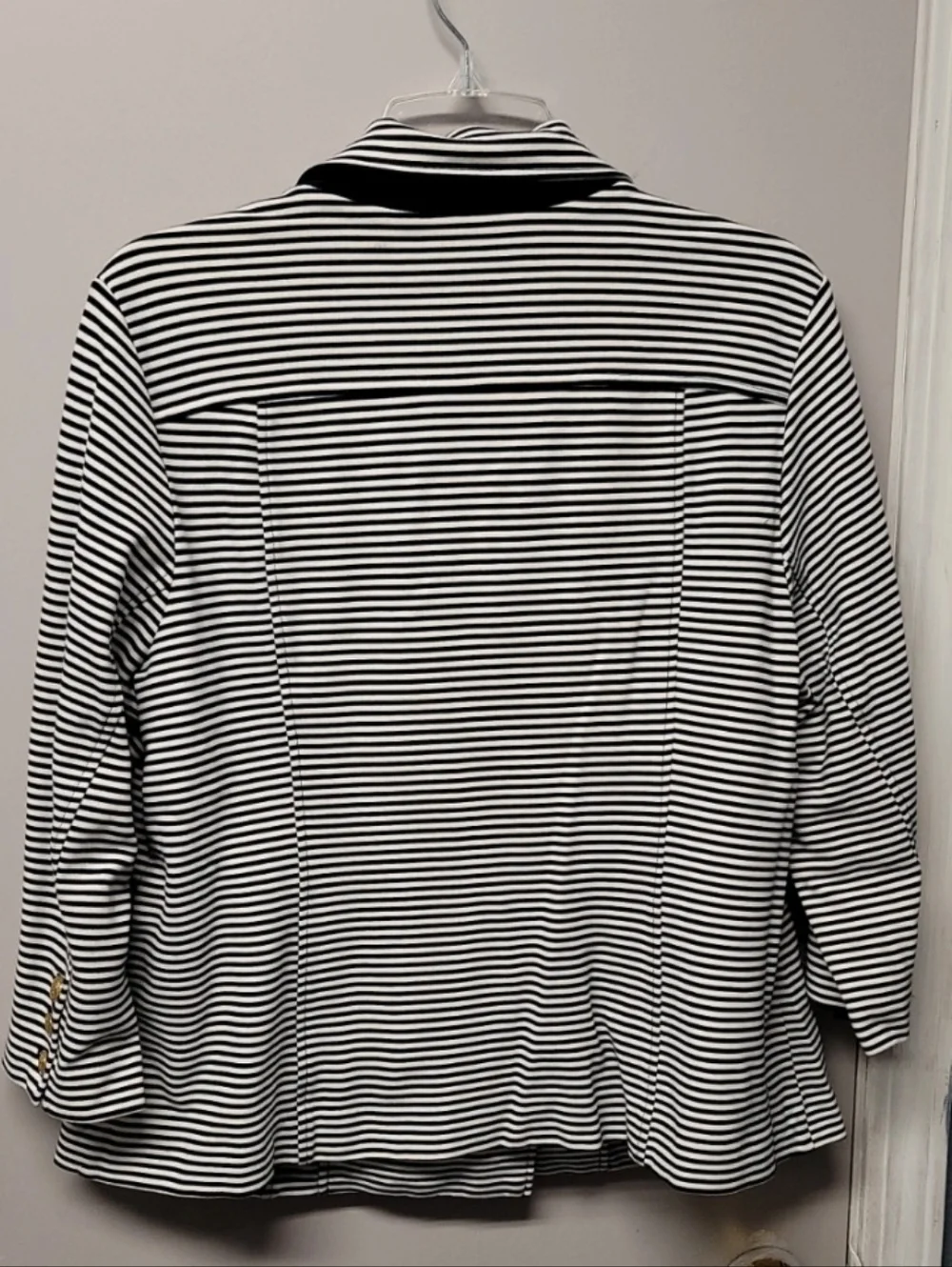 CAbi XL Jacket Nautical Blazer Navy & White Striped Double Breasted